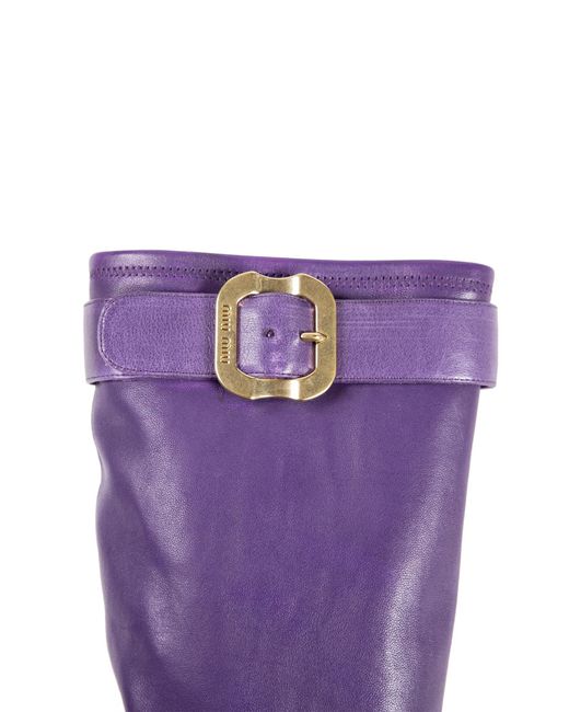 靴 Miu Miu Boots Purple Leather archive Miu Miu Fall 2017 Ready-to-Wear Collection