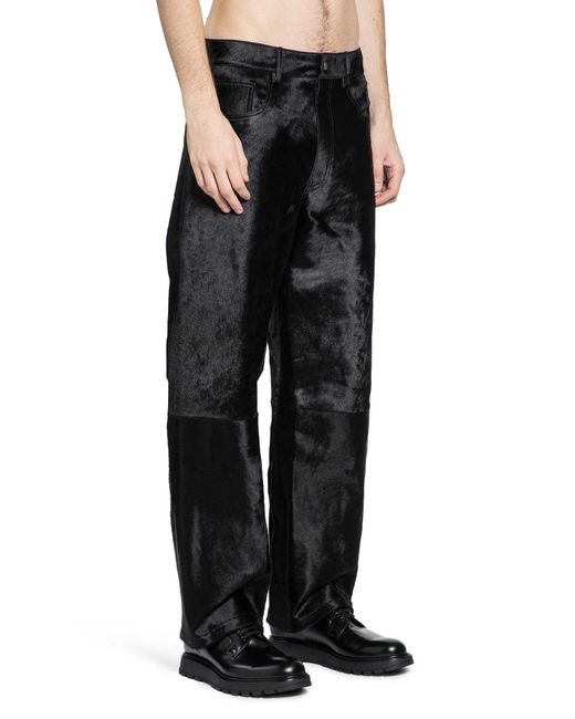 sunflower Black Wide Twist Cowhide Pants for men