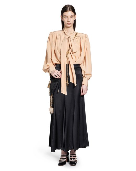 Chloé Natural Oversized Gathered Lavallière Blouse