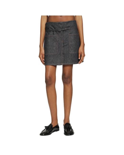 Courreges Black Two Pockets Denim Skirt