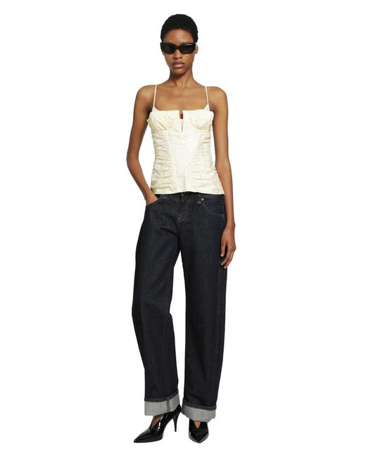 McQueen White Floral Jacquard Corset