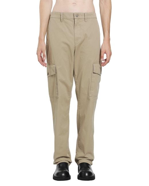 Burberry Natural Cotton Twill Cargo Trousers for men