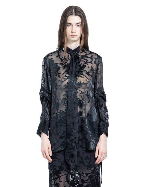 Ann Demeulemeester Blue Dien Standard Collar Long Shirt With Foulard