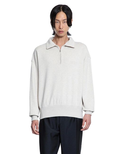 Prada Soft Cotton Quarter-Zip Sweatshirt in Grey for Men | Lyst UK