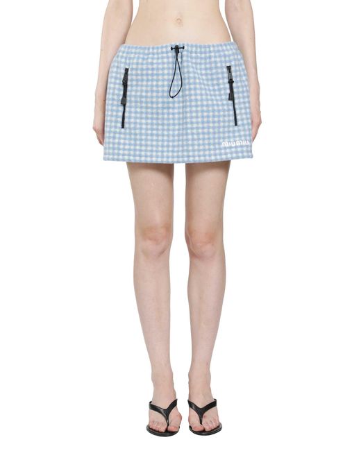 Miu Miu Blue Vichy Fleece Mini Skirt