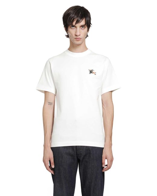 Burberry White Knight Cotton T-Shirt for men
