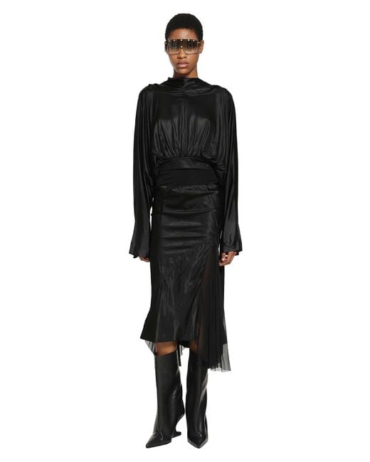 Rick Owens Black Temple A-Line Bias Skirt
