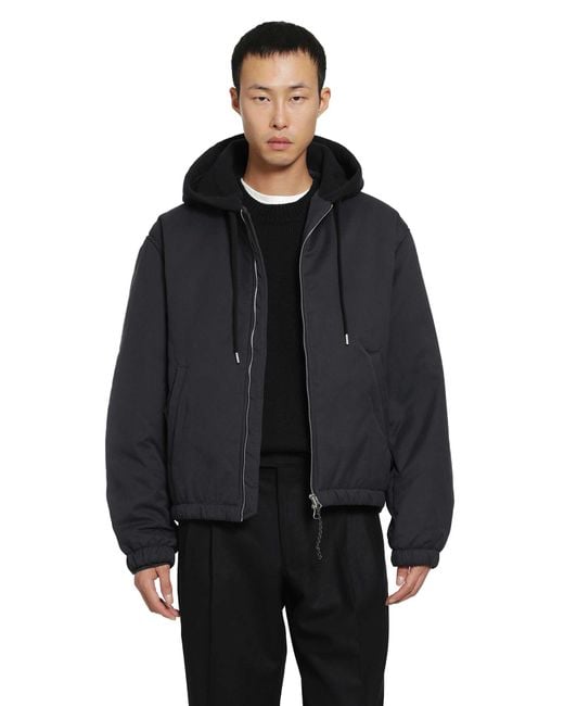 SALON C. LUNDMAN Black Hooded Bomber for men