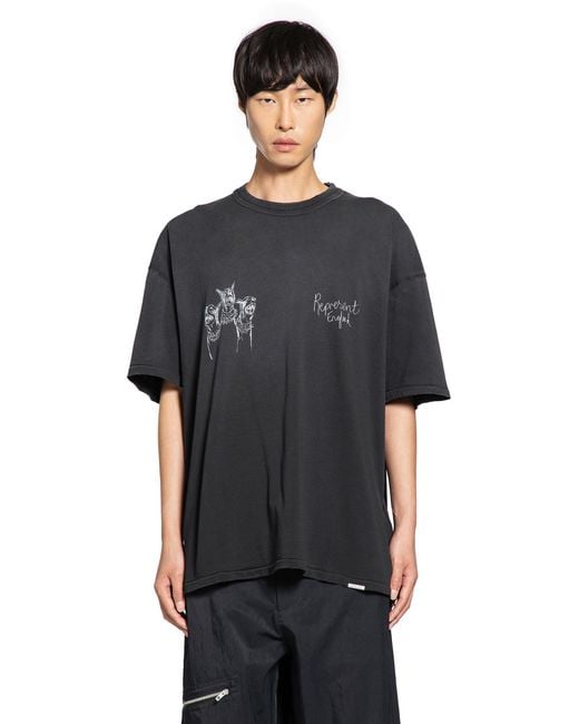Represent Black Hand Drawn Thoroughbred T-Shirt for men