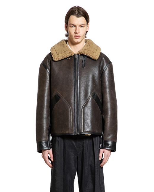 Lemaire Black Shearling Jacket for men