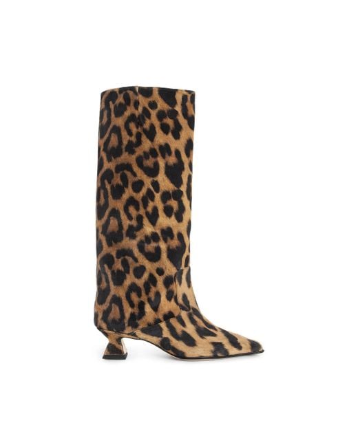 Miista Brown Effie Animal Print Tall Boots