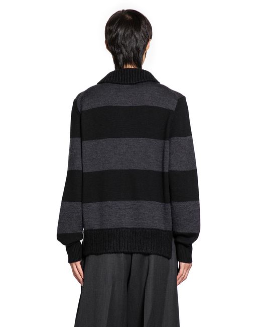 Simone Rocha Black Embellished Fuzzy Collar Rugby Cardigan for men