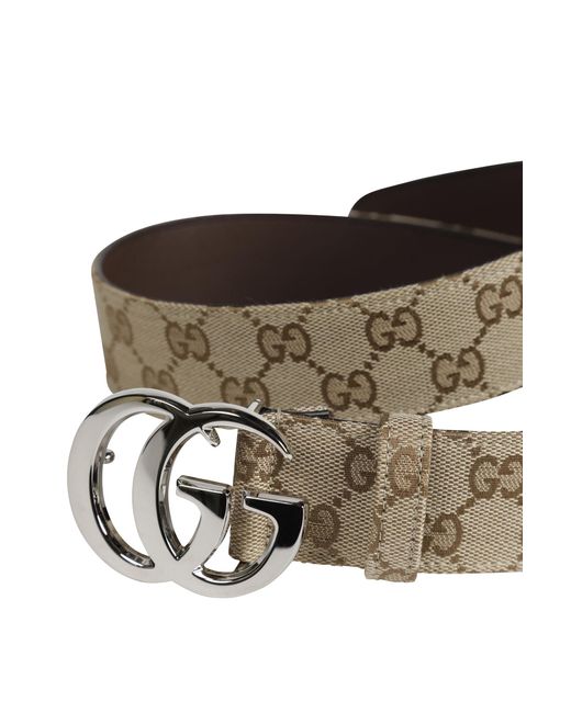 Gucci Natural Flat Marmont Canvas Belt for men