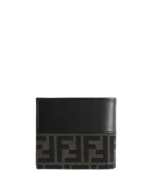 Fendi Black Jacquard Bi-Fold Wallet for men