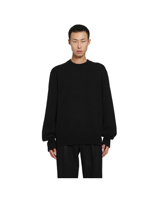 SALON C. LUNDMAN Black Chunky O-Neck Sweater for men