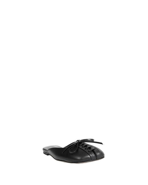NVL-GARDE Black Lace Up Flat Open Back Ballerinas
