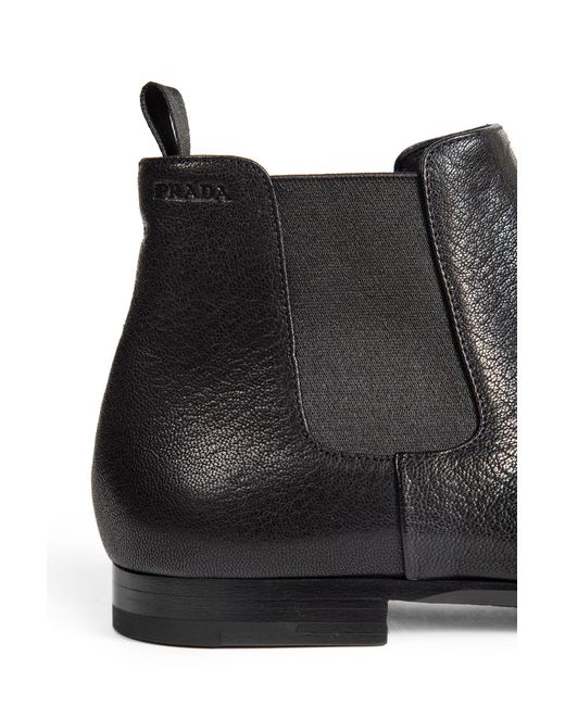 Prada Black Leather Chelsea Boots for men