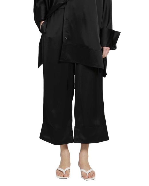 Totême Black Satin Drawstring Trousers