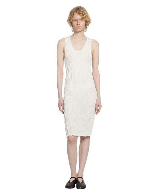 Totême White Crinkled Knit Tank Dress