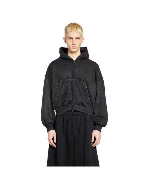 Balenciaga Black Cropped Zip-Up Hoodie for men