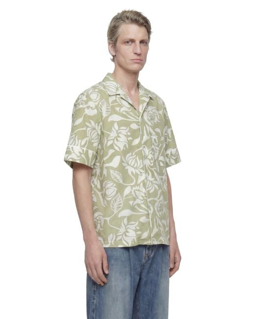 Hed Mayner Green Floral Print Shirt for men