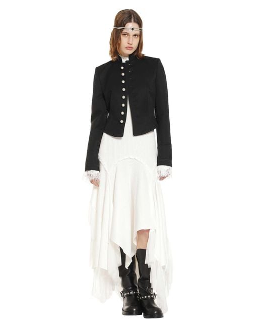 Ann Demeulemeester White Tessie Serafino Dress With Chiffon Ruffles