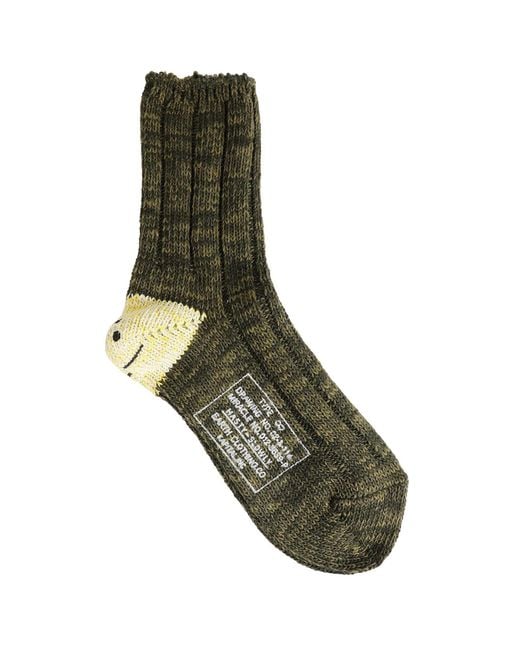 Kapital Green Rainbowy Happy Heel Socks for men
