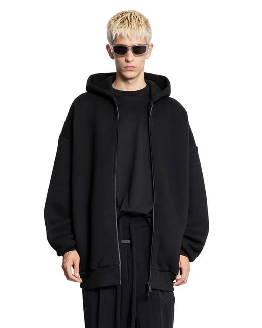 Fear Of God Black Cotton Nylon Zip-Up Hoodie for men