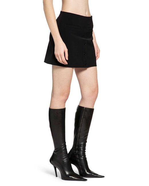 Courreges Black Buttoned Mini Skirt