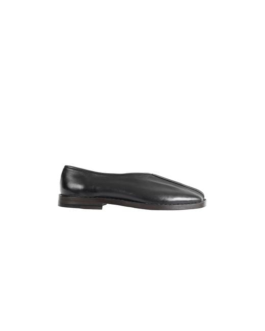 Lemaire Black Flat Piped Slippers