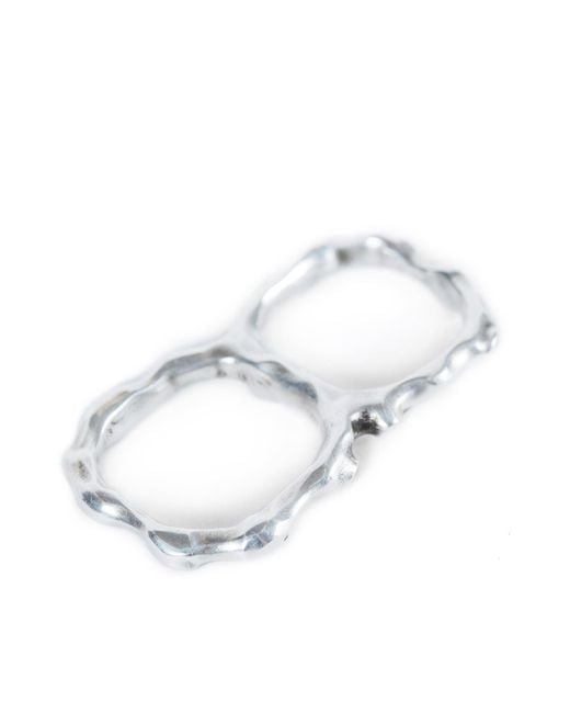 Ann Demeulemeester White Lenja Futuristic Fine Thorn Double Ring