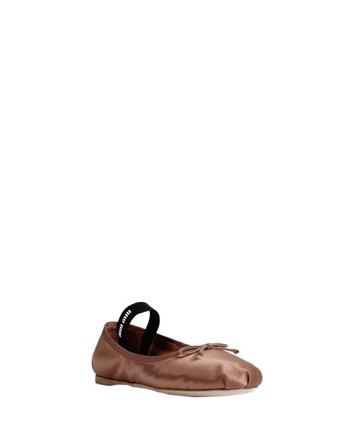 Miu Miu Brown Satin Ballerinas