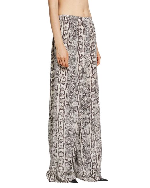 Balenciaga Gray Python Print Silk Pyjama Pants