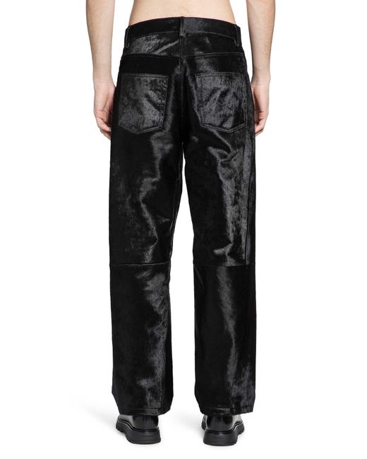sunflower Black Wide Twist Cowhide Pants for men