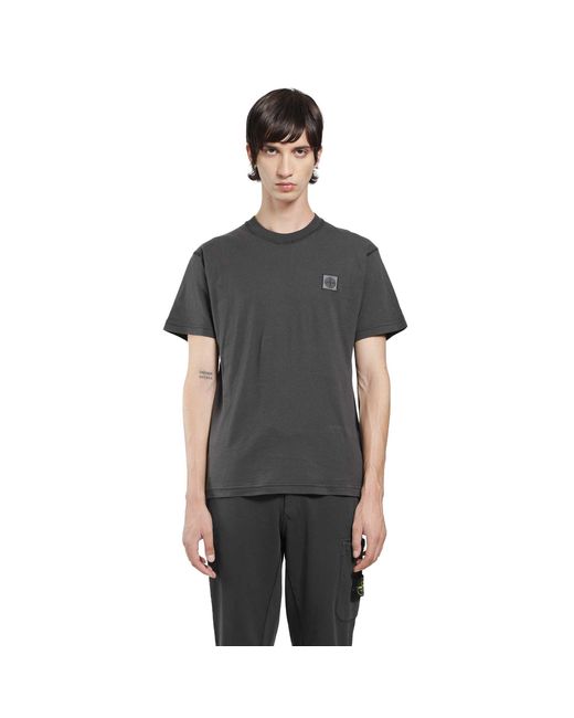 Stone Island Black 2100026 Cotton Jersey 'Fissato' Effect T-Shirt for men
