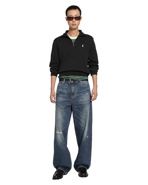 Polo Ralph Lauren Black Half-Zip Sweatshirt for men