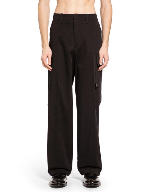 Fendi Black Cotton Gabardine Cargo Trousers for men