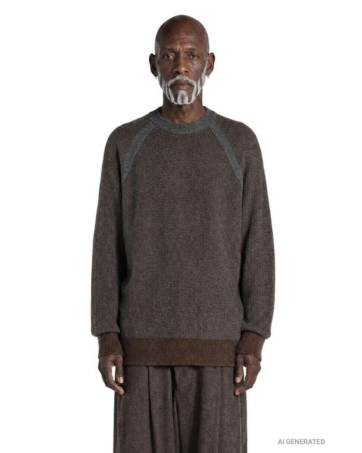 Ziggy Chen Brown Oversized Raglan Sweater for men