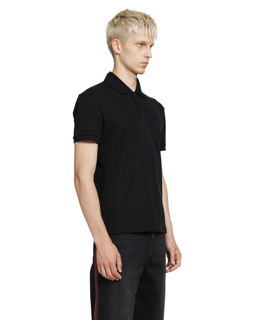 Gucci Black Gg Technical Jersey Jacquard Polo Shirt for men