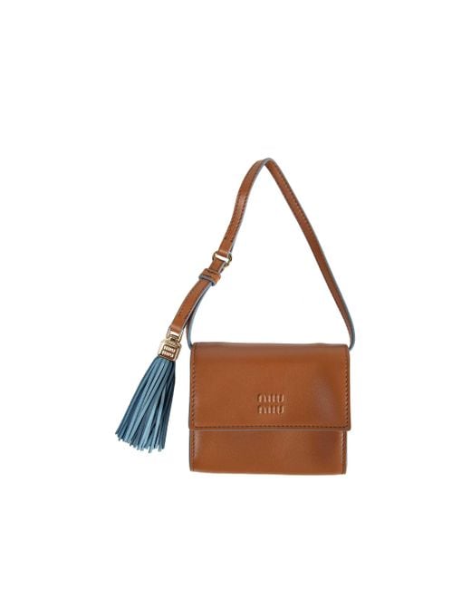 Miu Miu Brown Leather Wallet With Shoulder Strap