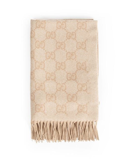 Gucci Natural Gg Cashmere Lamé Scarf
