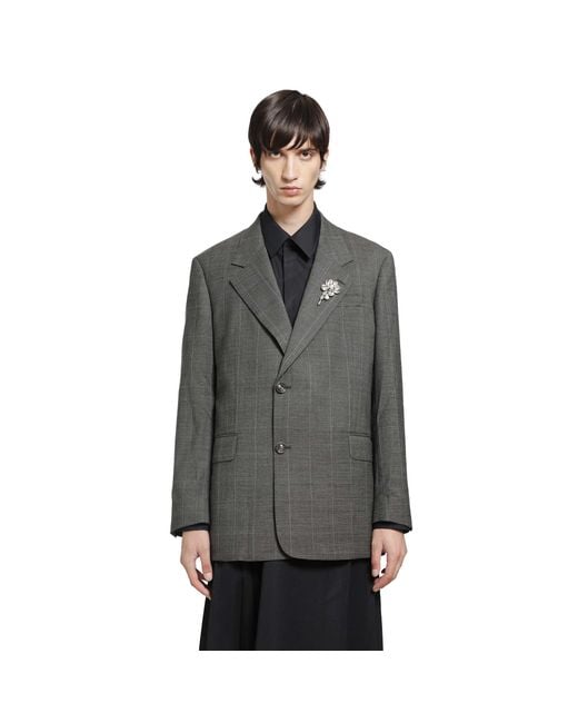 Simone Rocha Gray Notch Lapel Blazer With Embroidery for men