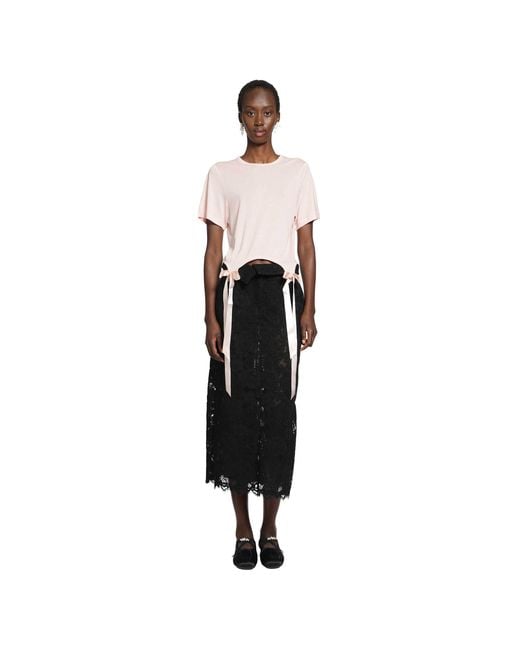 Simone Rocha Black Peeling Waist Column Skirt