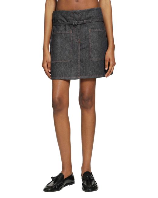 Courreges Black Two Pockets Denim Skirt