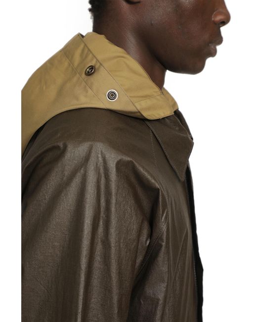 Lemaire Brown Coated Technical Linen Rain Jacket for men