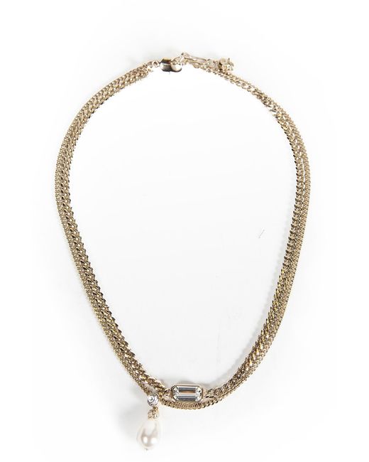 McQueen Metallic Skull & Crystal Necklace