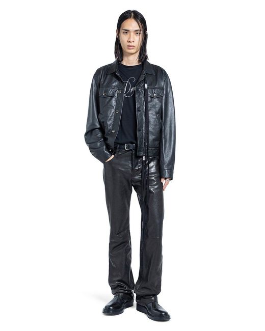 Ann Demeulemeester Blue Jonas 5 Pocket Leather Pants for men