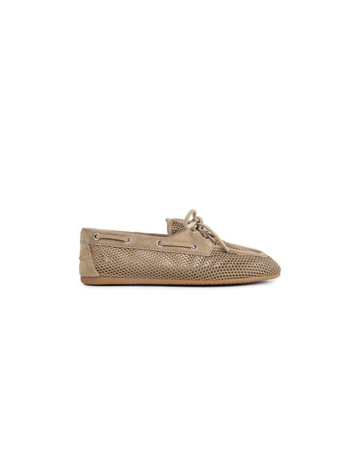 Miu Miu Natural Mesh And Suede Loafers