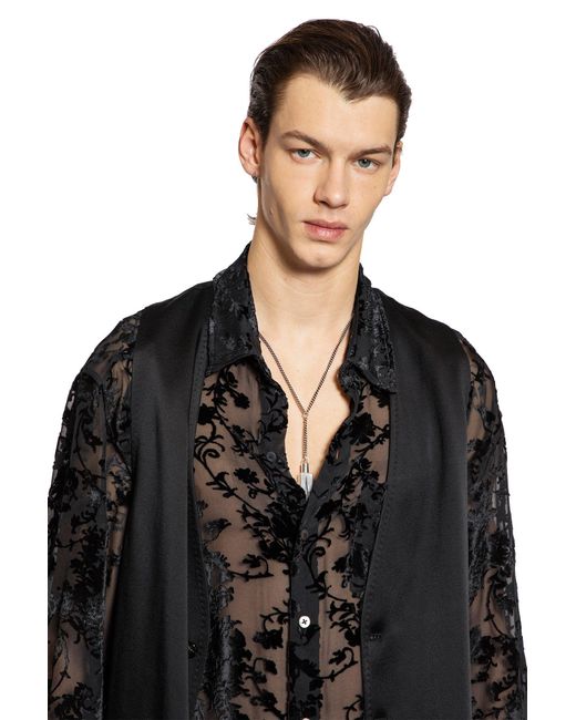 Ann Demeulemeester Black Mark High Comfort Shirt In Velvet Dévoré for men