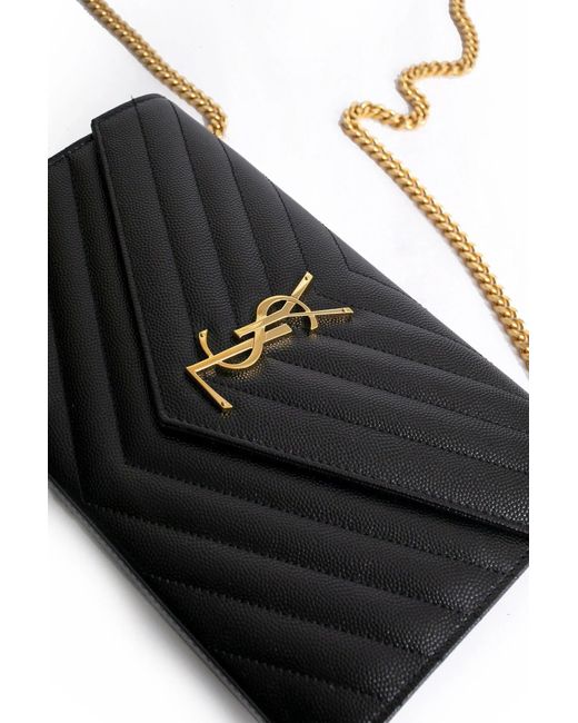 Saint Laurent Black Monogram Chain Wallet